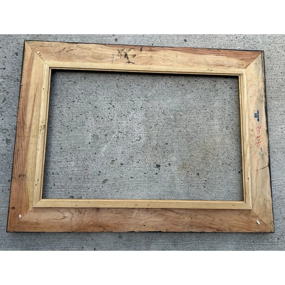 Vintage Wood Picture Frame Gold Espresso Linen Inset 20x30 Large Wall Decor